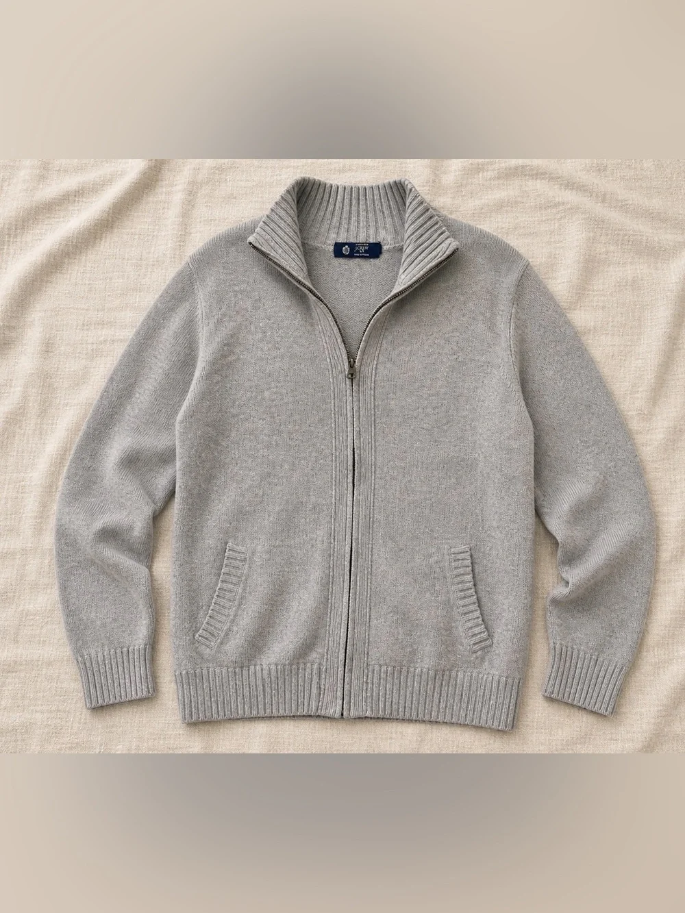 J.Crew Full Zip Sweater Gray Cotton Knit Cardigan Men’s XL